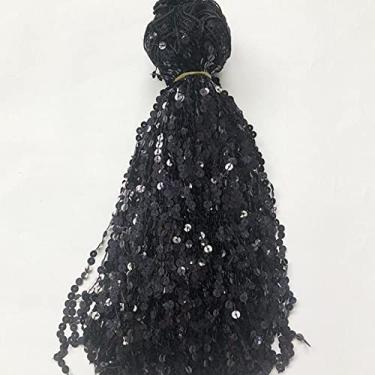 Imagem de 6,5 jardas 30 cm de largura glitter 7 mm lantejoulas borla franja aparar tecido de renda saias de dança de palco latino roupas acessórios diy, eu