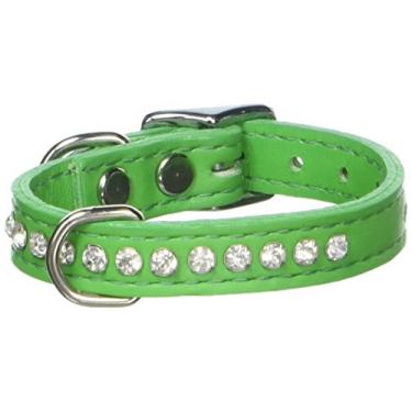 Imagem de OmniPet Coleira de couro e cristal de assinatura para cães, 25,4 cm, esmeralda