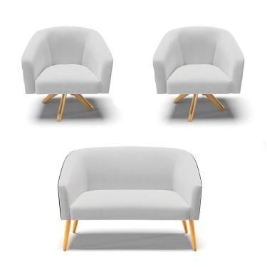 Imagem de Kit 1 Namoradeira E 2 Poltronas Preto Com Cinza A05 Madeira