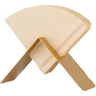Imagem de Suporte de papel de filtro de café aço inoxidável recipiente de armazenamento de papel de café rack dispensador de filtro de café suporte de papel (cor: ouro)