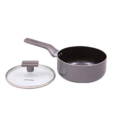 Imagem de Mimo Style Panela Sartin, Base Alto Relevo. Tampa de Vidro Temperado. Alças e Cabos Soft-Touch. Fogão a Gás, Elétrico e Vitrocerâmico, (Grafite, 18 cm)