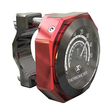 Imagem de Riloer Medidor de termômetro de guidão de motocicleta; medidor de temperatura de liga luminosa à prova d'água; compatível com Y-amaha, K-awasaki, S-uzuki; preto/vermelho