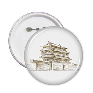 Imagem de Broche de esboço de ponto de referência de Pequim para decoração de acessórios, 5 peças