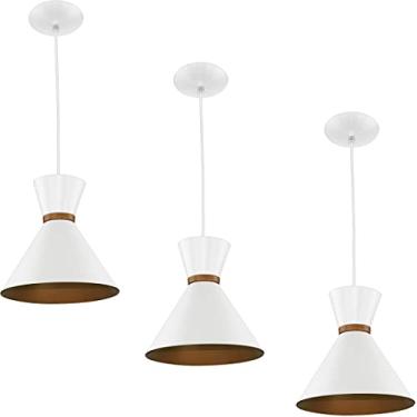 Imagem de Kit 3 Pendentes Berlin 21cm Mesa Balcão Gourmet Branco/Cobre