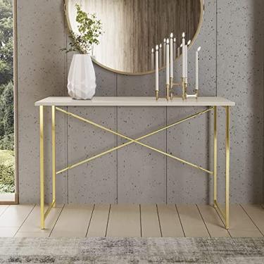 Imagem de Aparador Steel 90 cm Estilo Industrial com Pés em Aço Cor: Dourado/Off White