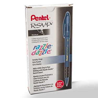 Imagem de Pentel Caneta esferográfica RSVP Razzle-Dazzle, (1,0 mm), linha média, cano preto, tinta preta, caixa com 12 (BK91RDA-A)