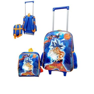 Mochila de Rodinhas Infantil Menino Dragon Ball Super Goku - Preto