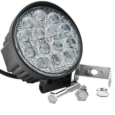 Imagem de Farol De Milha Redondo 14 Leds 42w Automotivo Ultra Led 10/30V Veiculo, Moto Carro Caminhão Pickup Off Road - Não é modelo Slim