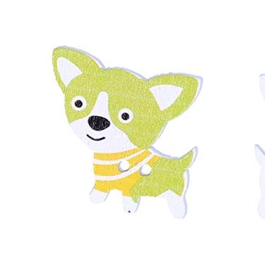 Imagem de Botão de costura, botão de roupas, desenhos animados, forma de cachorro, roupas de madeira mista, decoração faça você mesmo, costura à mão para mochilas e roupas de decoração