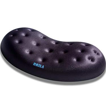 Imagem de Brila Almofada de apoio de pulso ergonômica atualizada, acolchoada de suporte para o pulso, acolchoamento de gel de espuma de memória macia, antiderrapante, grande, teclado, braço, cotovelo, palma, Black Upgraded Mouse Wrist Rest