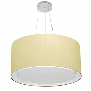 Imagem de Lustre Pendente Cilíndrico Duplo Cúpula Tecido 30/55x50 cm, Vivare Iluminação, Pendente4301 LA, Algodão Cru, Médio