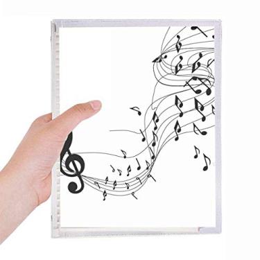 Imagem de Caderno branco de folhas soltas com notas musicais roxas da Flappg