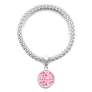 Imagem de DIYthinker Pulseira de prata com pingente de coração rosa fofo para o Dia dos Namorados