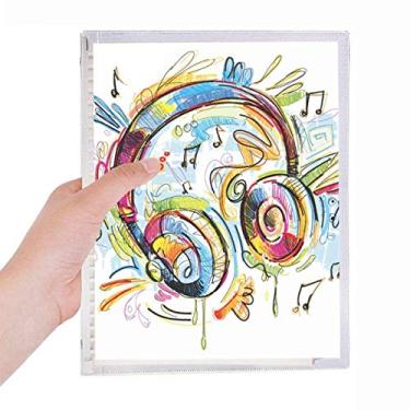 Imagem de Fone de ouvido colorido com estampa de música louca caderno de folhas soltas diário recarregável artigos de papelaria