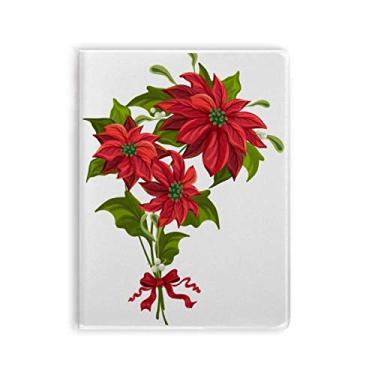 Imagem de Caderno de flores de Natal, buquê de poinsétia, capa de goma vermelha, diário de capa macia
