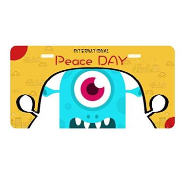 Imagem de DIYthinker Placa de licença Alien Blue Cyclops Universo e Alienígena Decoração de carro Dia da Paz