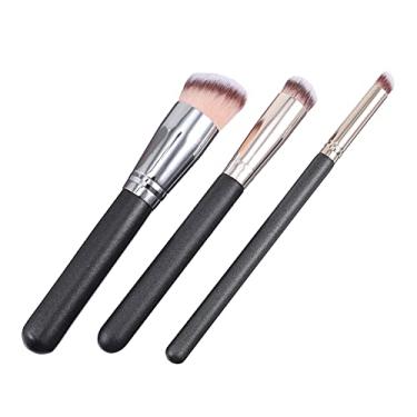 Imagem de Lurrose Kit de pincéis de maquiagem 3 peças cosméticos, base, sombra, blush, mistura, pó facial, pincéis, cosméticos, ferramentas de maquiagem