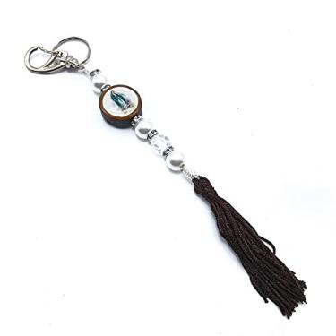 Imagem de Chaveiro Nossa Senhora das Graças Pérola Mosquetão Com Pompom