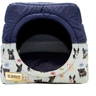 Imagem de Cama Luppet Iglu Marinho Acquablock com Estampa Cachorrinho - Tam. M