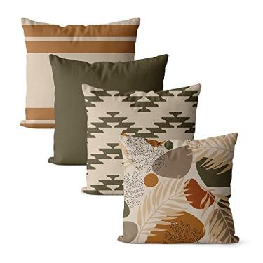 Imagem de Kit 4 Capas De Almofadas Decorativas Floral Terroso 45x45