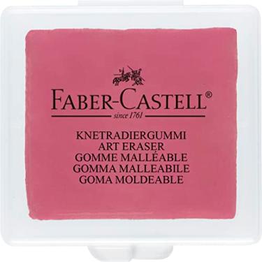 Imagem de Faber-Castell Borracha quadrada amassada, 1 unidade - cor aleatória - F127321, para lápis, mínimo de desintegração, cores sortidas com armazenamento de plástico transparente