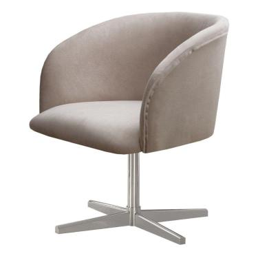 Imagem de Poltrona Decorativa Atenas Cadeira Giratória Pé Metal Salão Escritório