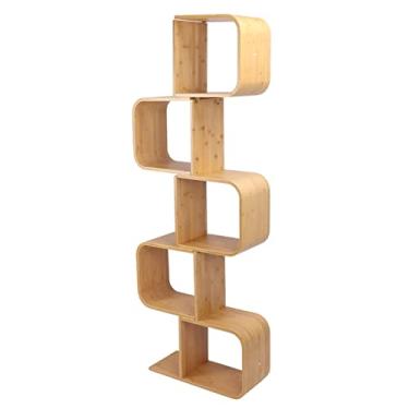 Imagem de DAUERHAFT Estante de livros em forma de S, estante vertical multifuncional moderna decorativa divisória de quarto estrutura estável para quarto para varanda (#2)