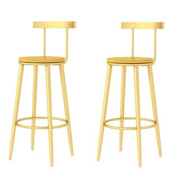 Imagem de Cadeiras de jantar cadeiras de sala de jantar banquetas altas com encostos, almofada de madeira maciça ecológica banquetas de bar para bistrô jantar café da manhã cozinha ilha metal pernas de ferro forjado Tudo está bem