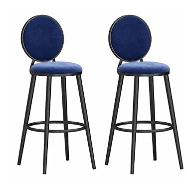 Imagem de Cadeiras de Jantar Cadeiras de Sala de Jantar Conjunto de 2 Banquetas de Bar com Altura de Veludo, Cadeira de Altura de Barra com Costas, Pernas e Pés de Metal Resistente, Banco de Ilha para Bar de Cozinha Tudo está bem