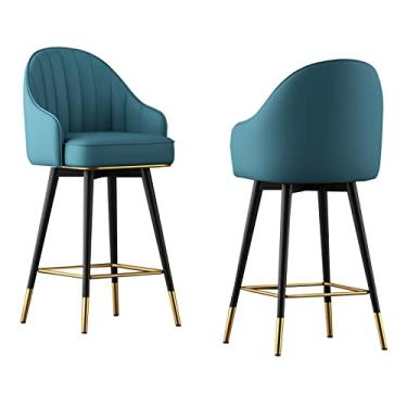 Imagem de Cadeiras de jantar cadeiras de sala de jantar banquetas de bar de metal conjunto de 2, banquetas de bar de couro PU de altura moderna com encosto e base preta para cozinha sala de jantar Tudo está bem