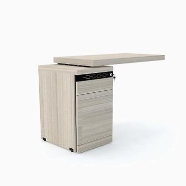 Imagem de Mesa Complemento 106 x 50 cm Pé Gaveteiro 3 Gavetas Pe50 em Mdp Nogueira Casablanca detalhe Preto