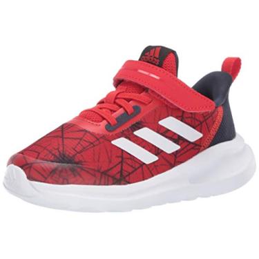 Imagem de adidas Tênis infantil unissex Fortarun Spider com elástico cruzado, Branco/vermelho vívido/preto, 5 Infant