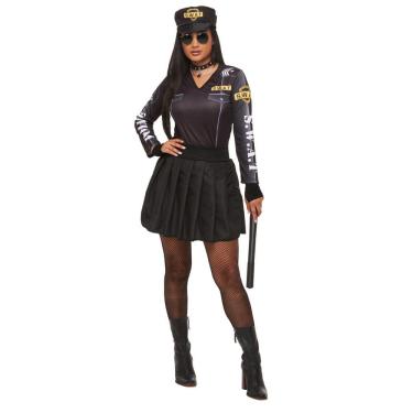 Imagem de Fantasia Policial Feminina Adulta Roupa Carnaval com Chapéu