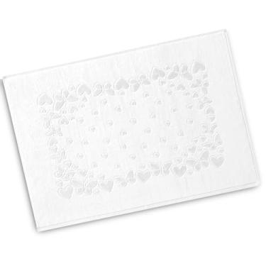Imagem de Toalha de Piso Aveludada Romance Dohler Macia 100% Algodão Jacquard Fio Penteado Coração Borboleta (Branco)