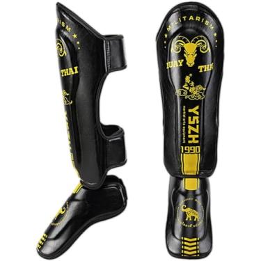 Imagem de Caneleiras Kickboxing Muay Thai, caneleiras para Kickboxing, Muay Thai, MMA e almofadas de treinamento, proteção de pele de microfibra, protetor de pés para artes marciais, sparring, equipam