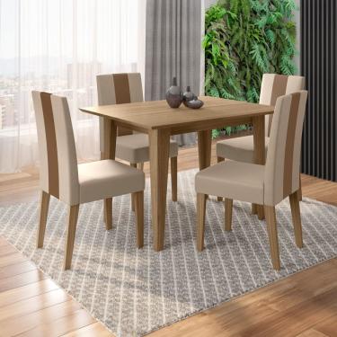 Imagem de Mesa de Jantar Retangular Poliman Belle com 4 Cadeiras Revestidas em Suede