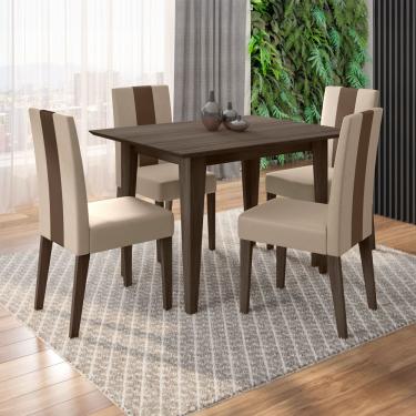 Imagem de Mesa de Jantar Retangular Poliman Belle com 4 Cadeiras Revestidas em Suede