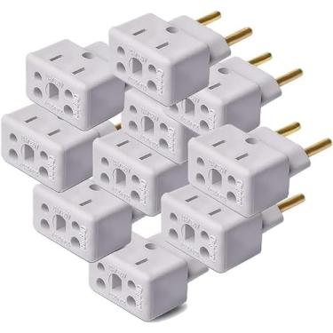 Imagem de Kit com 10 Adaptadores Tomada Bob Esponja Benjamin 10A 20A Adaptador Plug Pino Grosso 250v - Plugue Bivolt