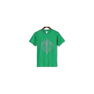 Imagem de Viking Masculino Impresso Camiseta 100% Algodão Summer Classic Camisa Rua Casual Manga Curta (Color : Green T -shirt, Size : Large)