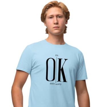 Imagem de Camisa Camiseta Genuine Grit Masculina Estampada Algodão 30.1 It's Ok Don't Worry - G - Azul Bebe