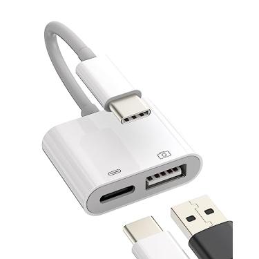 Imagem de Adaptador USB-C para USB (2 em 1) OTG carregador tipo dongle acessórios de cabo Thunderbolt compatível com Galaxy S20 S21 S22 FE S23 Ultra Note10 S10 Apple iPhone15 ipad 10、Air4/5、mini6、Pro 12,9