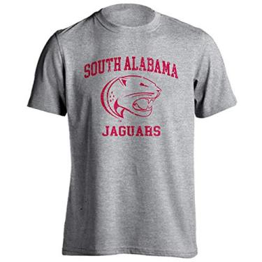 Imagem de University of South Alabama USA Jaguars Camiseta de manga curta retrô envelhecida atlética mesclada extragrande
