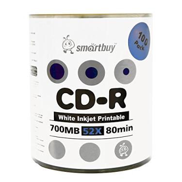 Imagem de Smartbuy 700mb/80min 52x CD-R White Inkjet Hub Disco de mídia gravável em branco gravável (300-Disc)