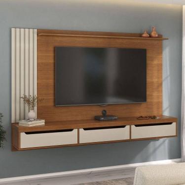 Imagem de Painel para TV Até 75 Polegadas Luxo 3 Gavetas Cinamomo/Off White - Pnr Móveis