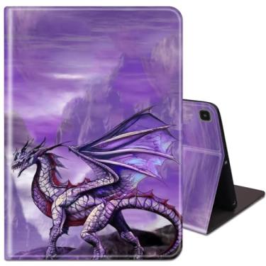 Imagem de Capa fina para Samsung Galaxy Tab S6 Lite de 10,4 polegadas com suporte ajustável com capa inteligente despertar/hibernar automática para Samsung Galaxy S6 Lite (SM-P610/P613/P615/P619) - dragão roxo