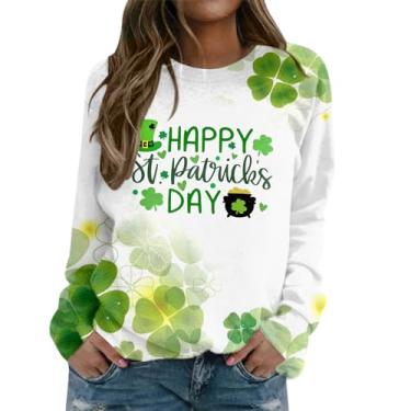 Imagem de Camiseta feminina com estampa de trevo do Dia de São Patrício verde St Patricks Top Lucky Irish Blessed, 2 - Azul escuro, P