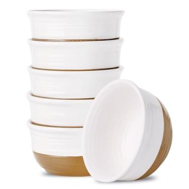Imagem de Hasense Tigelas de cereais de cerâmica, tigelas de sopa de 590 ml para cozinha, tigelas brancas seguras para lava-louças e micro-ondas, conjunto de tigelas empilháveis para macarrão, aveia, arroz,