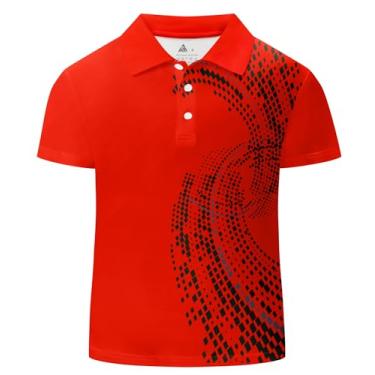 Imagem de WENTTUO Camisa polo para meninos, manga curta, abotoada, absorção de umidade, camisas de golfe para meninos, uniformes escolares, tênis, camisas polo, Cfttp00002-vermelho, 13-14 Anos