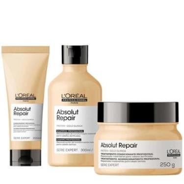 Imagem de L'oréal Professionnel Absolut Repair Gold Quinoa + Protein Kit – Shampoo + Condicionador + Máscara K-Unissex