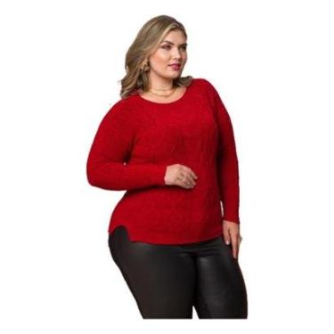 Imagem de Suéter Plus Size Manga Longa Tricot Mousse Premium Grossa-Feminino